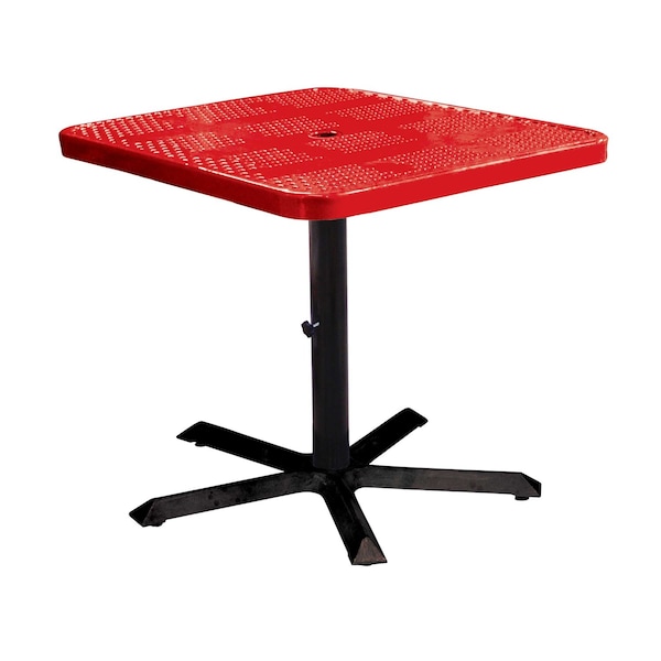 Leisure Craft 36" Square Perforated Pedestal Table, Portable, 30"H, Red SQ36TAB30-RED - main