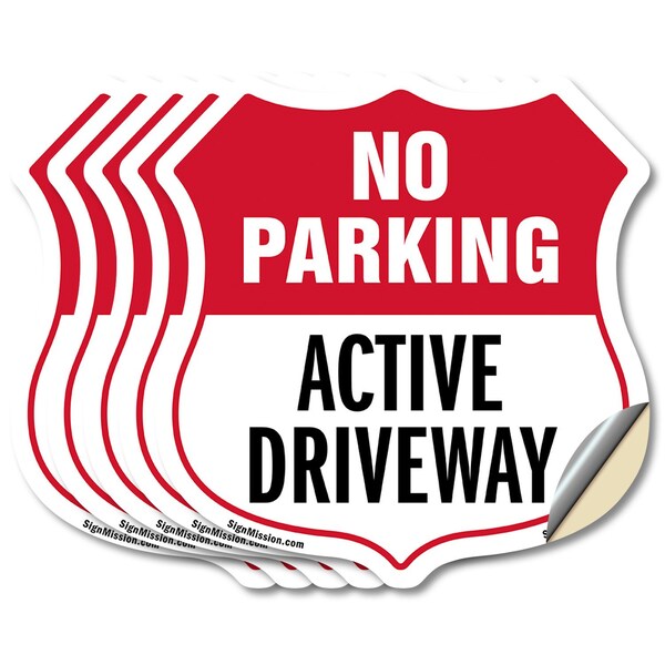 Signmission No Parking Shield Sign Active Driveway, 6 inch X 6 inch, Vinyl Decal, 5PK SHI-D-5PACK-6-397 - main
