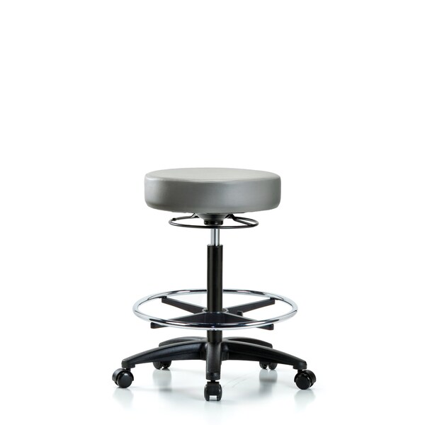 Blue Ridge Ergonomics Vinyl Stool, High Bench, Foot Ring, Casters, Sterling BR-VHBSO-RG-CF-RC-8840 - main