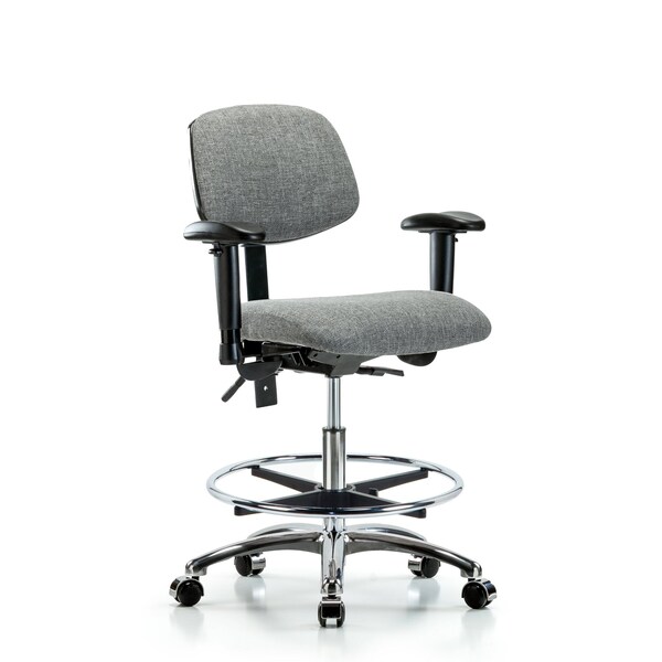 Blue Ridge Ergonomics Chair, Fab, Med Bench, Chr AA CF Cast, Gry, 6-Way Adjustable, 22" to 29" Height, Gray BR-FMBCH-CR-T0-A1-CF-CC-F44 - main