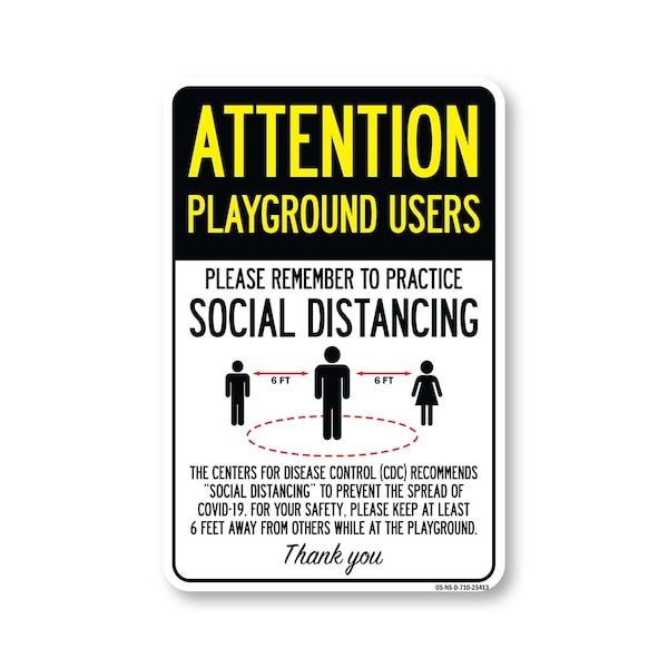 Signmission Public Safety Sign, Playground Users Practice Social Distancing, 10in X 7in Decal, OS-NS-D-710-25413 OS-NS-D-710-25413 - main