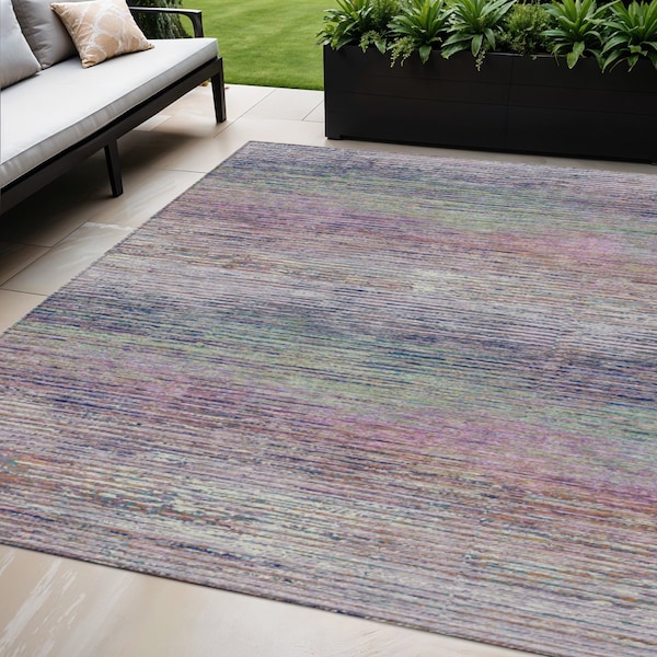 Homeroots 5' X 8' Blush Striped Washable Indoor Outdoor Area Rug 608456 - main