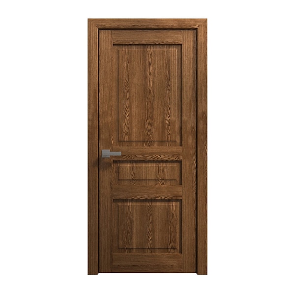 Sartodoors Interior Solid French Door 42 x 80 inches, Ego 5012 Cognac Oak Veneer, Single Regular Panel Frame EGO5012ID-DKO-42 - main