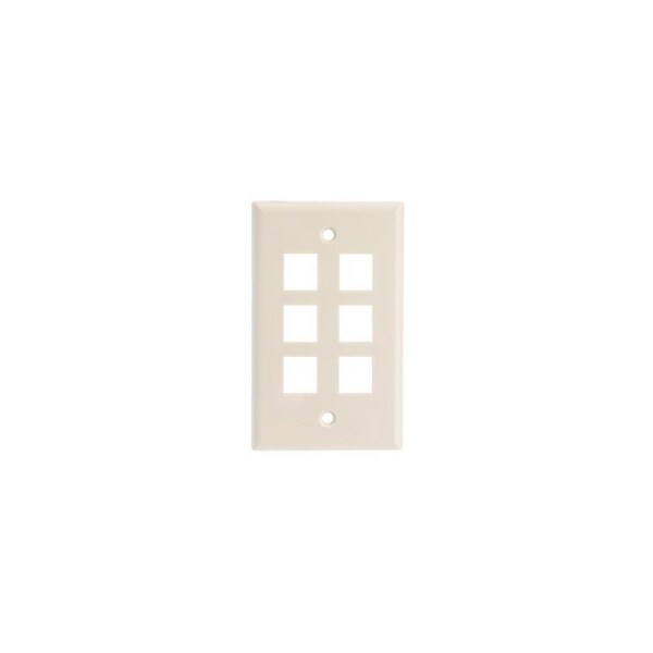 Cable Wholesale Keystone Wall Plate, Lite Almond, 6 Port, Single Gang 3012-09306 - main