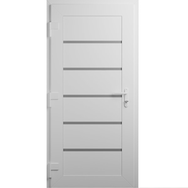 Vdomdoors Front Exterior Prehung Metal-Plastic Door, Manux 8415 White Silk, Office Commercial and Residential MANUX8415EXD-WS-W36xH80-LH - main