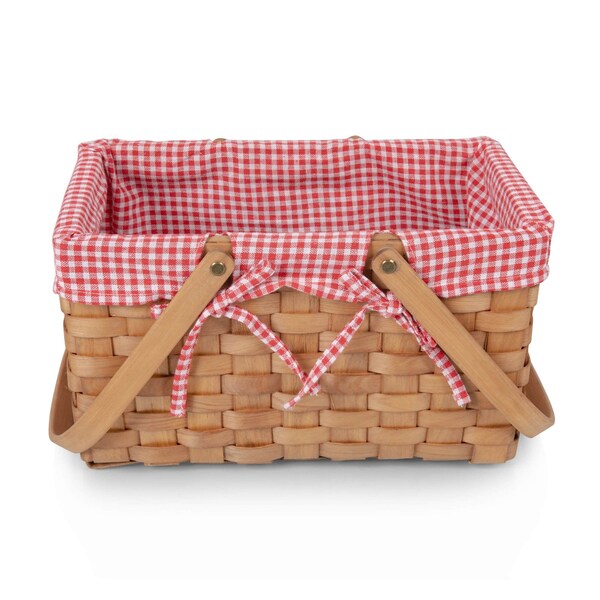 Picnic Time Family Of Brands Farmhouse Basket - Red and White Gingham Basket Empty, Red & White Gingham 122-00-300-000-0 - main