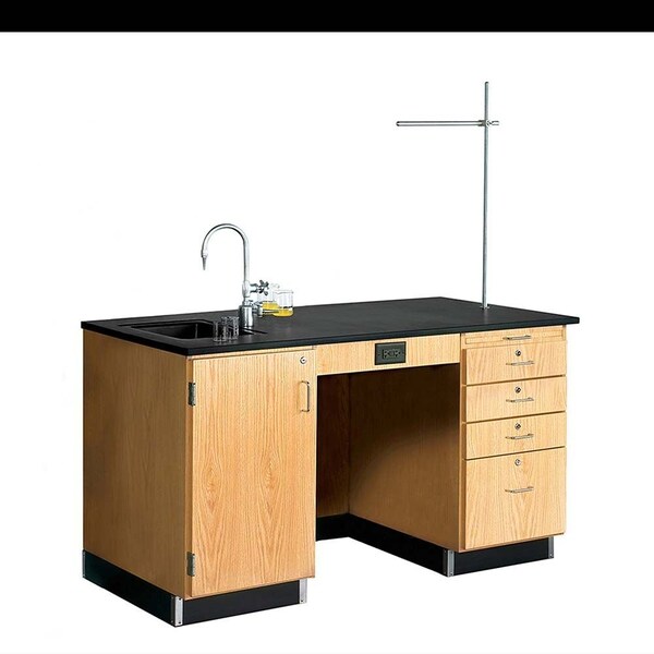 Diversified Spaces Teachers Desk Instructors Desk, Fixtures, 60"x30"x36", 30" D X 36" H, 60" W X Red Oak 1214K-L - main
