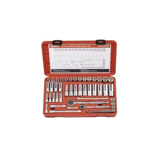 Genius Tools 53 Piece 1/4in & 3/8in Dr. Metric Hand Socket Set GS-2353M - main