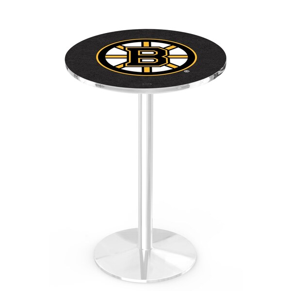 Holland Bar Stool Co 36" Chrome Boston Bruins Pub Table, 36" dia. Top L214C3636BosBru - main