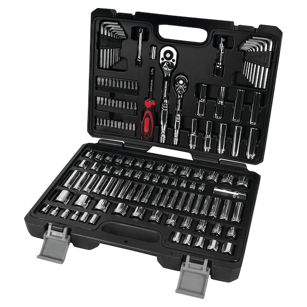 Performance Tool 134 pc. Mechanic's Tool Set, Ratchets, SAE/Metric Sockets, Storage Case W30501 - main