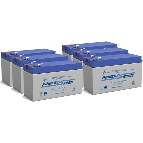 Power-Sonic PS-1270F2 12V 7Ah F2 AGM Rechargeable Battery, 6PK PS-1270 F2 - main