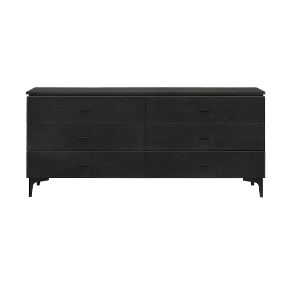 Homeroots 63" Black Six Drawer Double Dresser 518622 - main