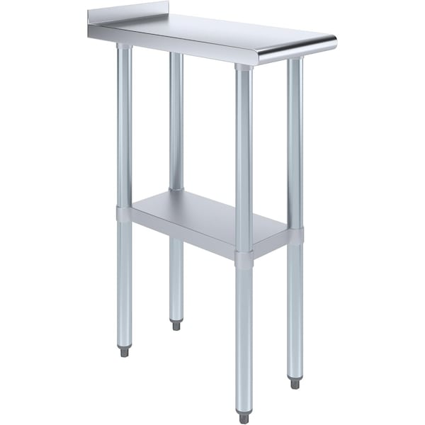 Amgood 24 in. x 12 in. Stainless Steel Work Table, Narrow Filler Table with 1.5 in. Backsplash for AMG WT-2412-BS-Z - main
