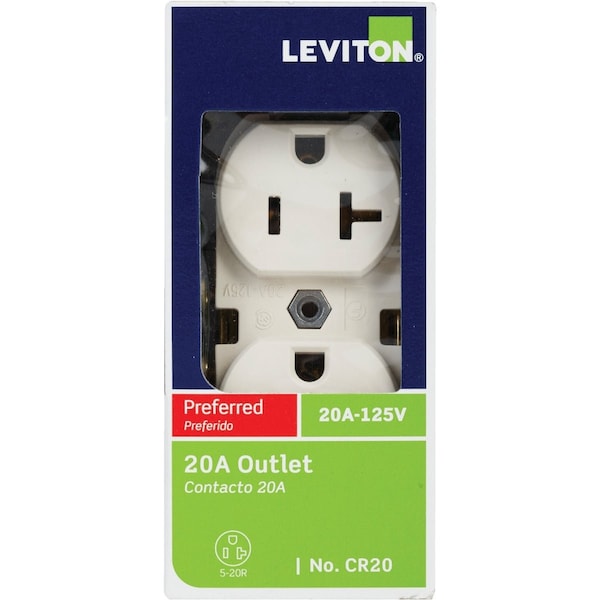 Leviton 20A Light Almond Heavy-Duty 5-20R Duplex Outlet S06-0CR20-0TS - main