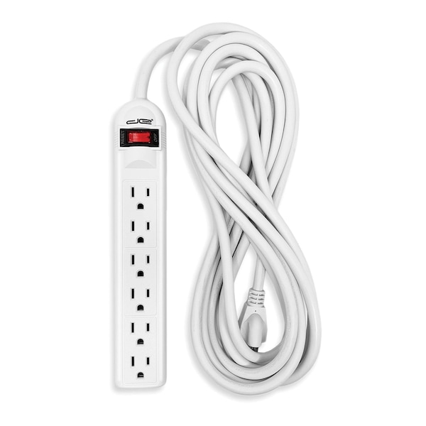 Digital Energy 6-Outlet Surge Protector Power Strip, 15 Ft.; White DE6OSP-15FT - main