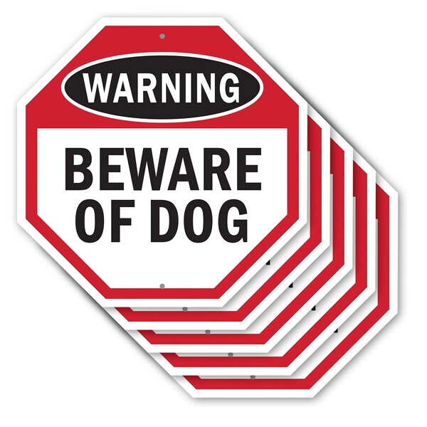 Signmission Warning Beware of Dog, 10 inch X 10 inch, Aluminum Metal Signs, 5PK OC-A-5Pack-10-49 - main