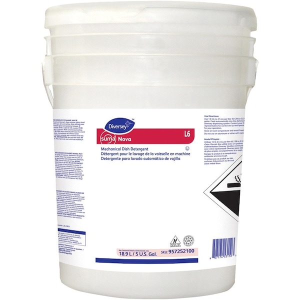 Diversey Dishwasher Detergent, Bucket, 5 gal, Liquid 957252100 - main