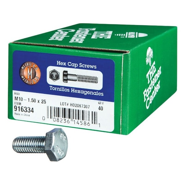 Hillman M10-1.50 mm D X 25 mm L Heat Treated Steel Hex Head Cap Screw, 40PK 916334 - main