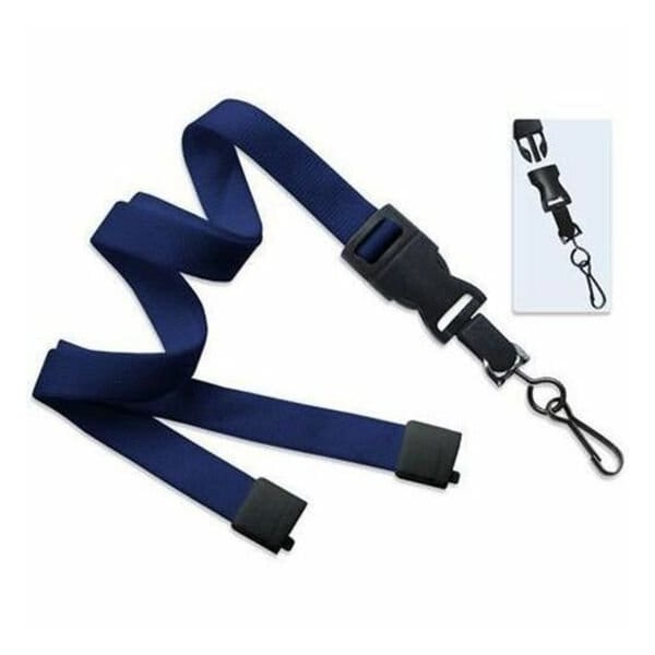 Brady LANYARD STANDARD, NAVY, 5/8in 16MM OPTIWEAVE, WITH DTACH SWIVEL HOOK ATTACHMENT, BREAK-AWAY ONLY 2135-4647 - main