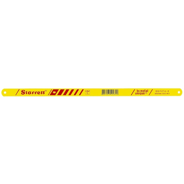 Starrett UNIQUE HAND HACKSAW BLADE, 5/8 IN W X 12 IN L BLADE, HSS CUTTING EDGE, 14 TPI BS1214-3 - main