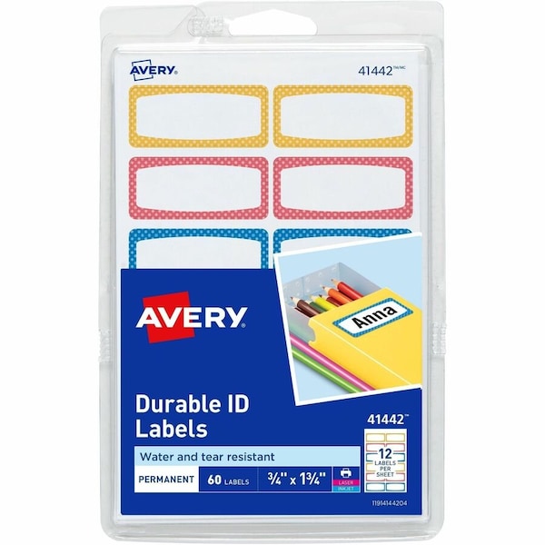 Avery Multipurpose Label, 1 3/4in Label W, 3/4in Label H, Assorted 41442 - main