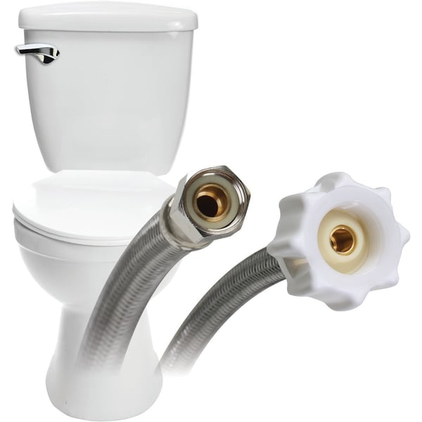 Fluidmaster Click Seal 3/8'' Comp x 7/8'' Ballcock x 12'' L Braided Stainless Steel Toilet Connector B1T12CS - main