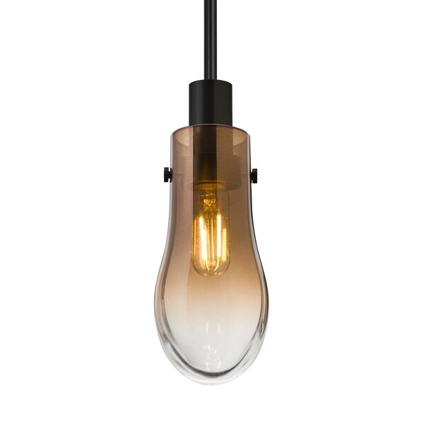 Besa Lighting Wish Cord Pendant, Amber/Clear, Black Finish, 1x3W LED Edison 1JT-WISHAM-EDIL-BK - main