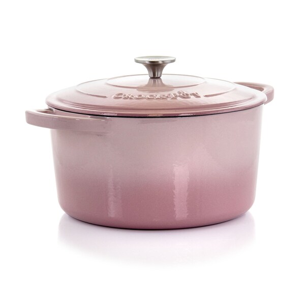 Crock-Pot Artisan 2 Piece 7 Quarts Enamled Cast Iron Dutch Oven in Blush Pink 124968.02 - main