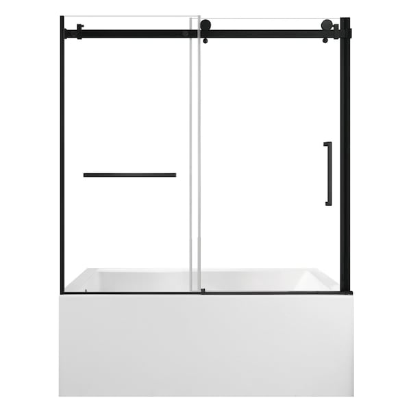 Kingston Brass 60" Acrylic Alcove Left-Hand Drain Tub with Right Sliding Tub Door, White/Matte Black KVTAP6032L220 - main
