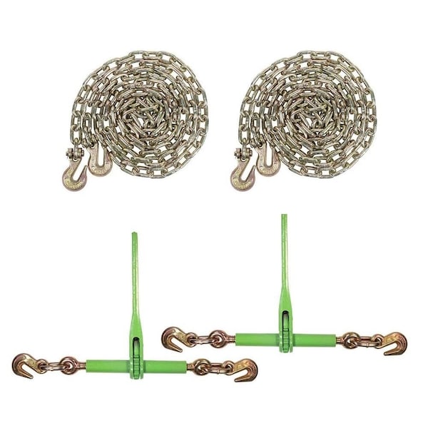Mytee Products 2PK 5/16in- 3/8in Green Ratchet Chain Binder & 2PK 5/16in x 16ft G70 Binder Chain CBRS516x2-CH51616x2-KIT - main