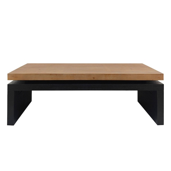 Homeroots 48" Natural and Black Wood Floating Frame Coffee Table 694838 - main