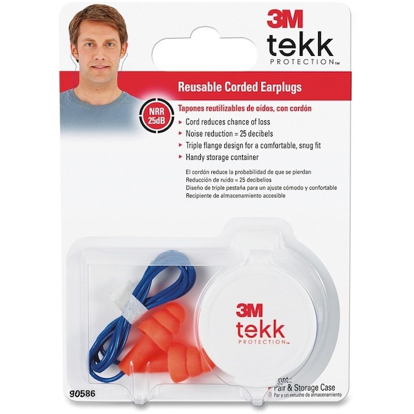 3M Reusable Ear Plugs, Orange, 1 PR 90586-80025T - main