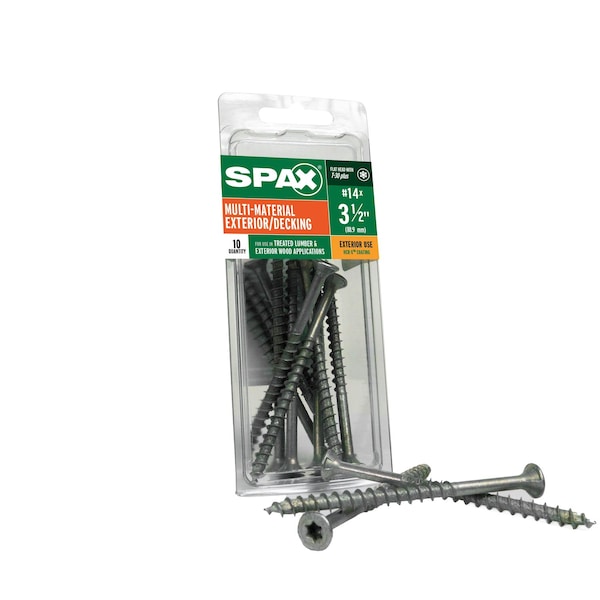 Spax #14 x 3-1/2 in Exterior Wood Deck Screws Construction Flat Head T-Star Plus, 10PK 4191670600902 - main