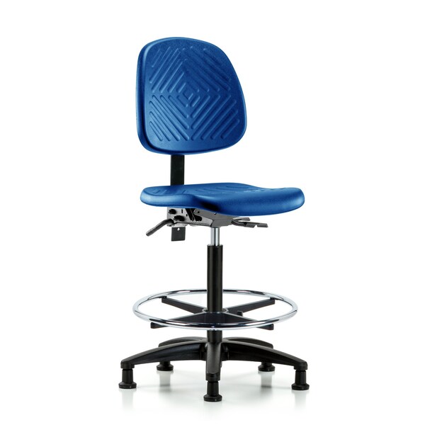 Blue Ridge Ergonomics Poly Chair, High Bench, Med Back, Glides, Blue BR-PHBCH-MB-RG-T0-A0-CF-RG-BLU - main