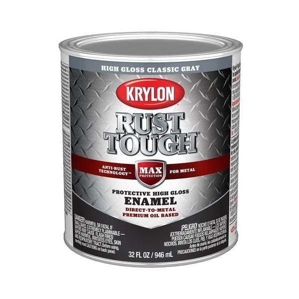 Krylon Rust Tough Oil-Based Gloss Rust Control Enamel, Gray, 1 Qt. K09716008 - main