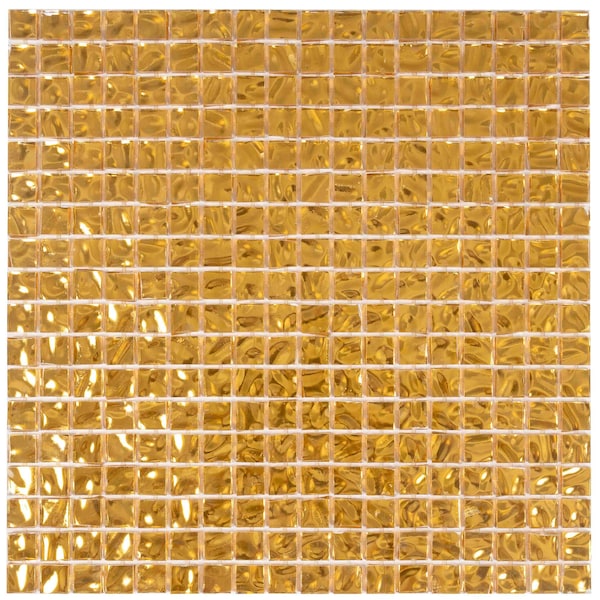 Apollo Tile Altin 12 in. x 12 in. Glossy Gold Glass Mosaic Wall and Floor Tile 18.69 sq. ft./case, 20PK APLFG028815YA - main