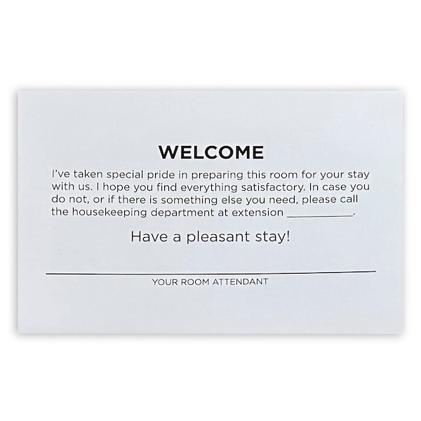 Rdi Housekeeping/Welcome Card 100cs, 100PK S-HK-GEN-2409 - main