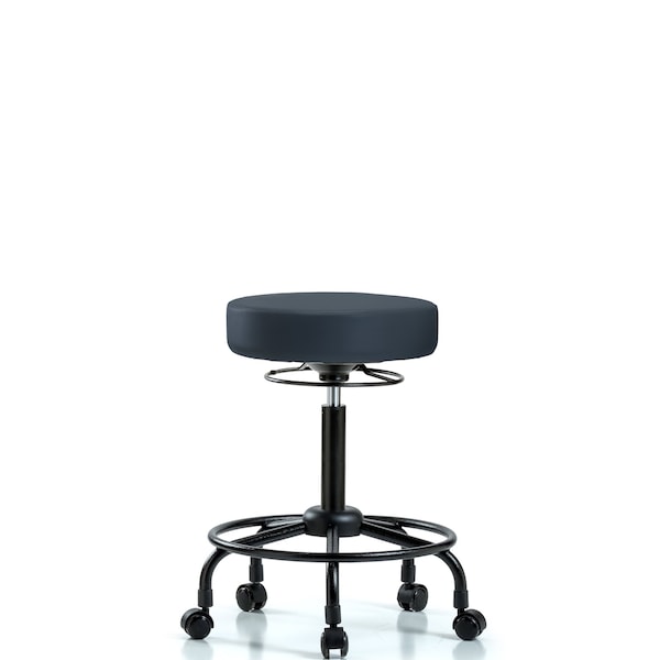 Blue Ridge Ergonomics Bench Stool, Med, Vinyl, RT, Casters, Nav BR-VMBSO-RT-RC-8582 - main