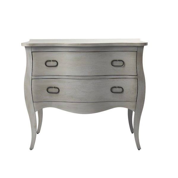 Homeroots 34" Gray Solid Wood Two Drawer Chest 389783 - main