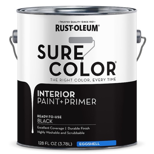 Sure Color Gal Rust-Oleum Black Interior Paint + Primer, Eggshell 380218 - main