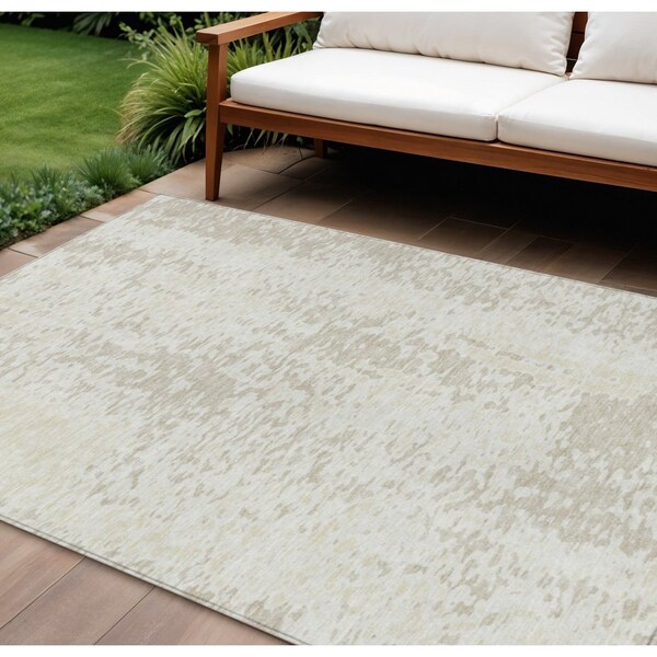 Homeroots 8' X 10' Ivory And Beige Abstract Washable Indoor Outdoor Area Rug 612950 - main