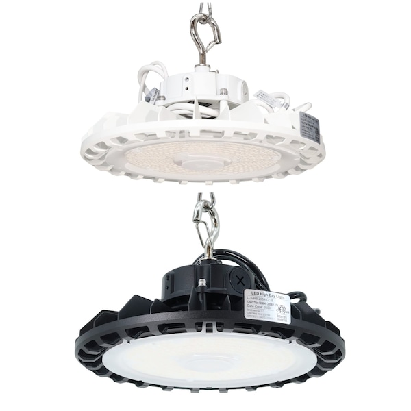 Led Lighting Supply 120/160/200W Adjustable UFO High Bay, 19800-33000 lm, 4000K/5000K, 100-277V, White Housing LLS-HB-200A-CC-W - main