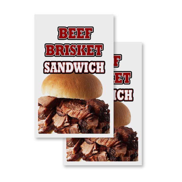 Signmission Beef Brisket Sandwich, Vinyl Decals Only 24 Inch x 36 Inch, Vinyl Decal, 2PK DSB-2436-2PACK-Beef Brisket Sandwich - main