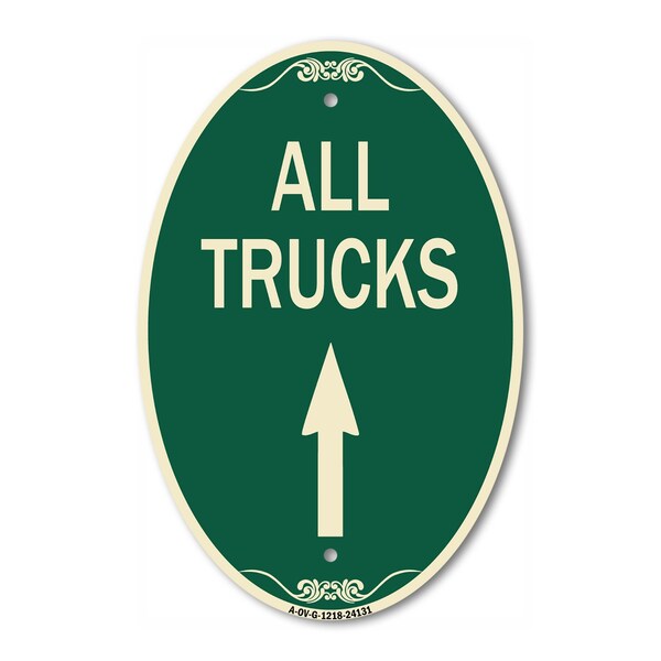 Signmission Driveway Sign All Trucks Move Ahead with Up A, 12 In X 18 In Architectural, Heavy Gauge Aluminum A-OV-G-1218-24131 - main