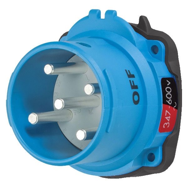 Meltric DSN30 INLET POLY BLUE SIZE 2 TYPE 4X IP 69 3P+N+G 30 A 347/600 VAC 60 Hz NO AUX 63-38147 - main