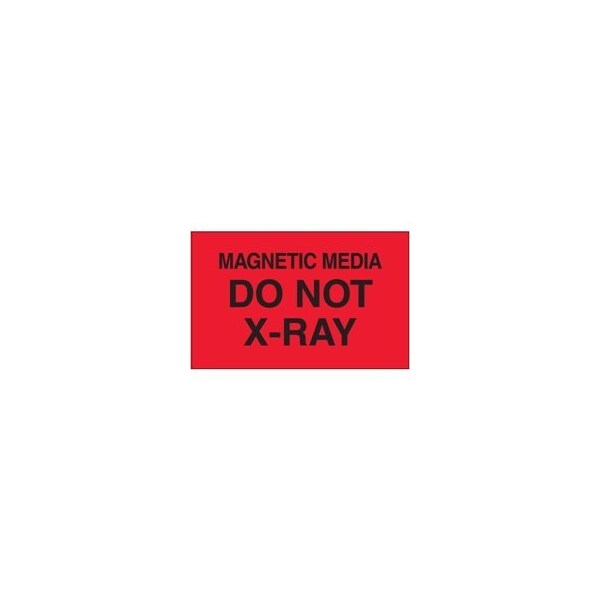 Bubblefast 3 x 5'' - ''Magnetic Media Do Not X-Ray'' Fluorescent Red Labels BFDL2461 - main