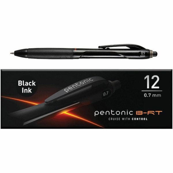 Pentonic Retractable Ballpoint Pens, 0.7 mm Fine Pen Point, Retractable, Black Ink, Nickel Silver Tip, 48PK PEN12120 - main