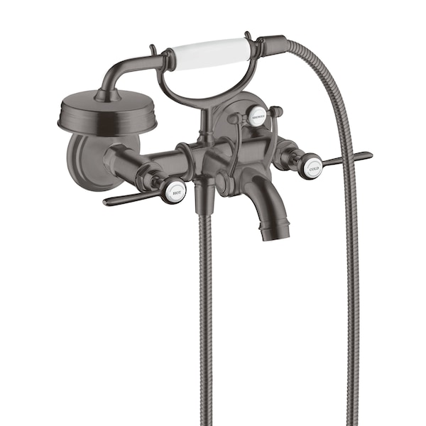 Axor 2-Handle Wall-Mounted Tub Filler w/ Lever Handles and 1.8 GPM Handshower in Brushed Black Chrome 16556341 - main