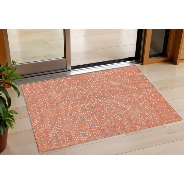 Homeroots 3' X 5' Salmon Gray And Ivory Polka Dot Washable Indoor Outdoor Area Rug 599082 - main