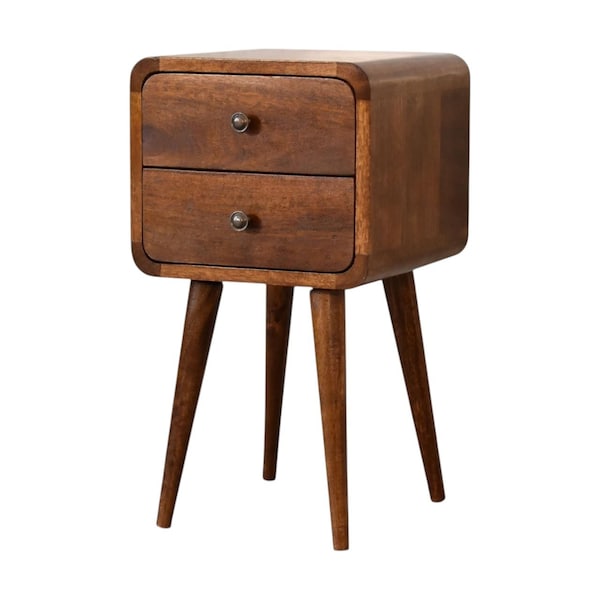 Homeroots 22" Chestnut Solid Wood Two Drawer Nightstand 722541 - main